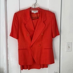 Vintage 90s coral skirt suit